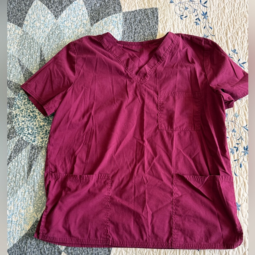 Burgundy V-Neck Scrub set